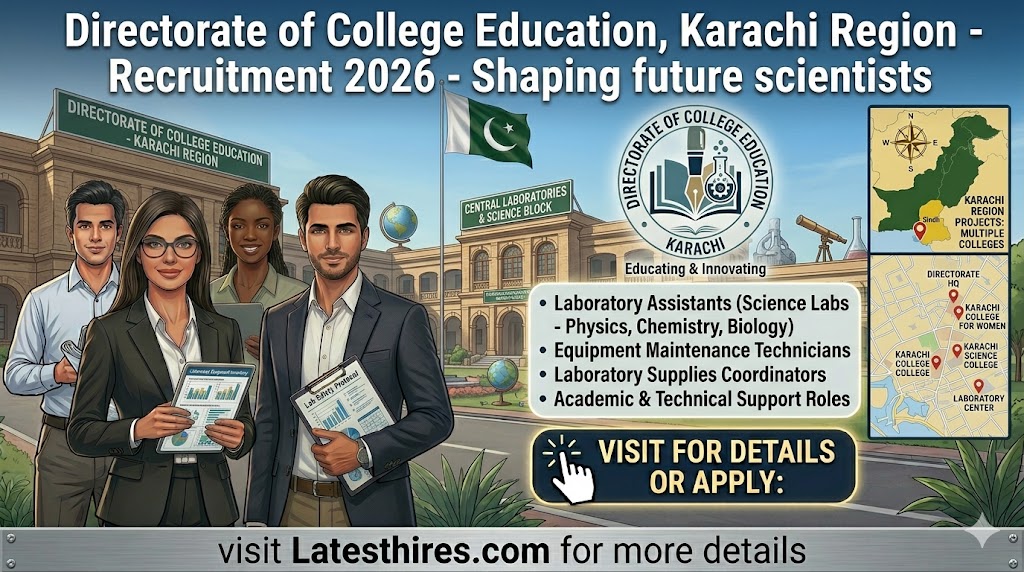 Laboratory Assistant Jobs 2026 Directorate of College Education Karachi Region Online Apply Latest Advertisement