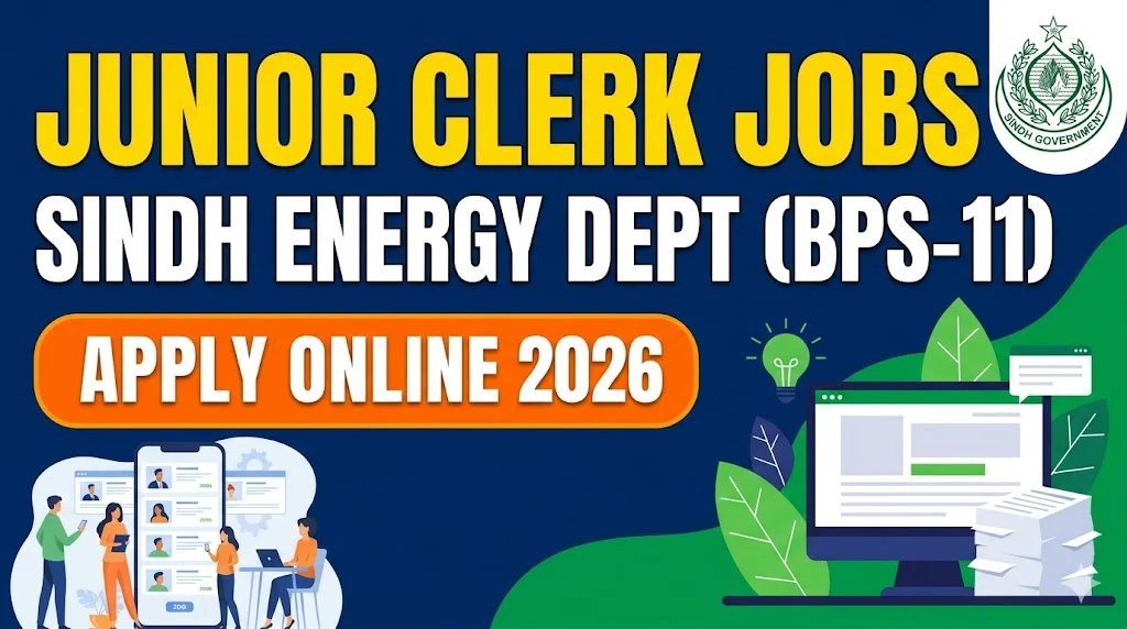 Junior Clerk Jobs 2026 BPS 11 Sindh Energy Dept Online Apply Latest Advertisement
