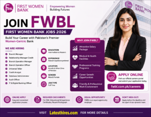 Join FWBL First Women Bank Jobs 2026 | Online Apply Latest Advertisement
