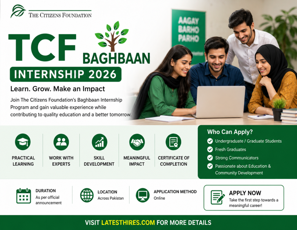 TCF Baghbaan Internship 2026 | A Great Opportunity for Students and Fresh Graduates